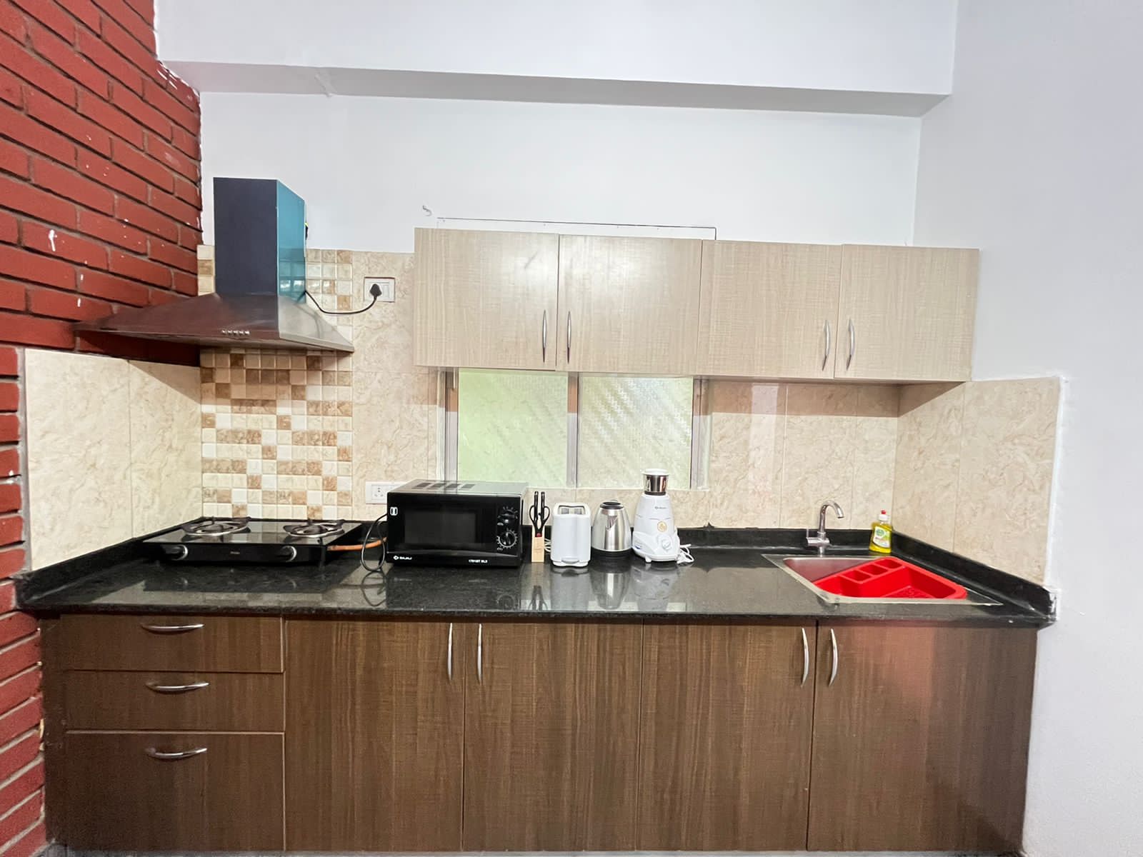 Kitchen, 1 Bhk service apartment with balcony (Jubilee Hills)