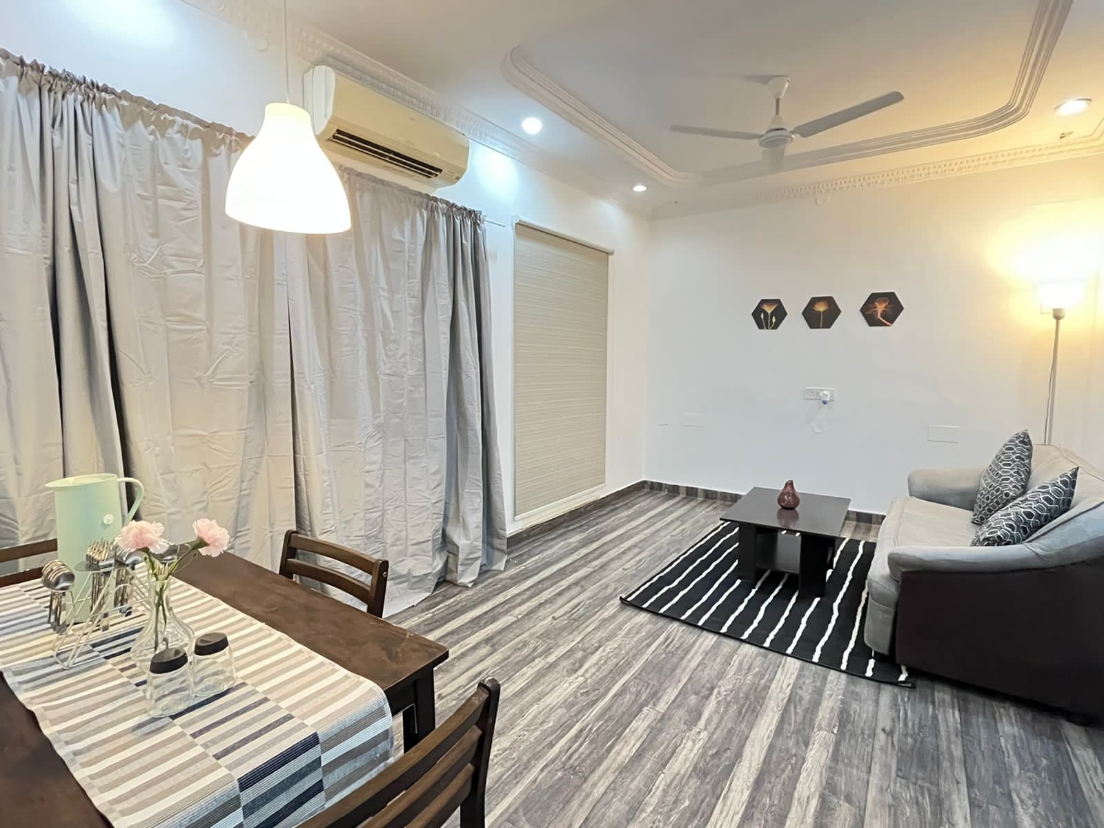 Side view of living area, 1bhk service apartment in hyderbad