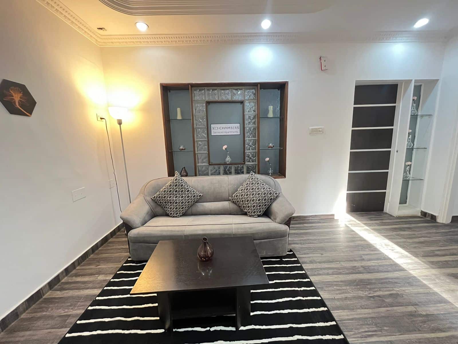 Living Area, Sofa Section, 1 BHK Service apartment with Bathtub & Balcony