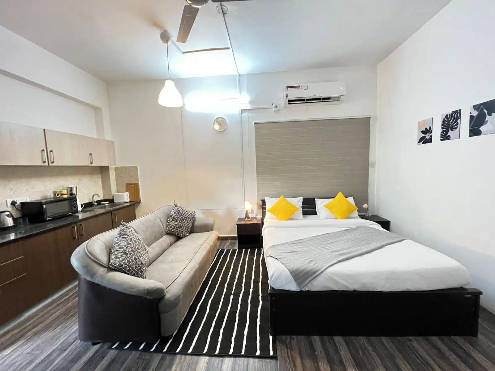 Sofa and bed, Studio Service apartment (Jubilee hills)