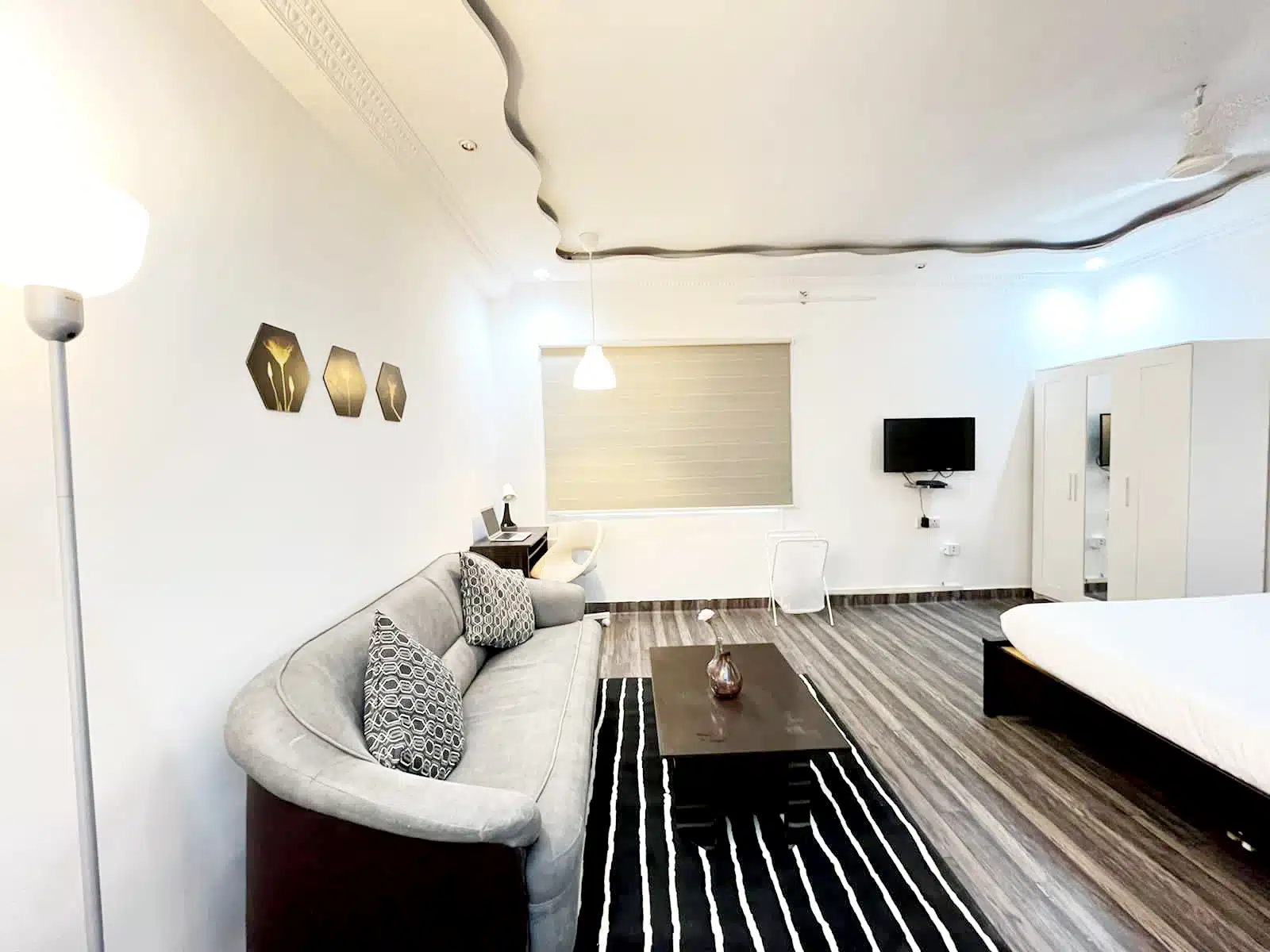 Side view sofa, Sofa 2, studio service apartment with bathtub (Jubilee hills)