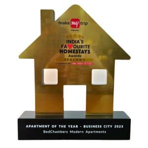 Trophy of Makemytrip Best Homestay award - Best apartment of the year 2023